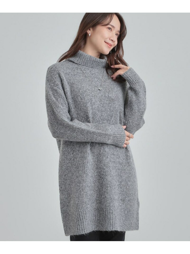 【洗濯機可/S-LL】女性らしい美シルエット ニットチュニックワンピース SHOO・LA・RUE シューラルー トップス ニット グレー ベージュ パープル ブルー【送料無料】[Rakuten Fashion]