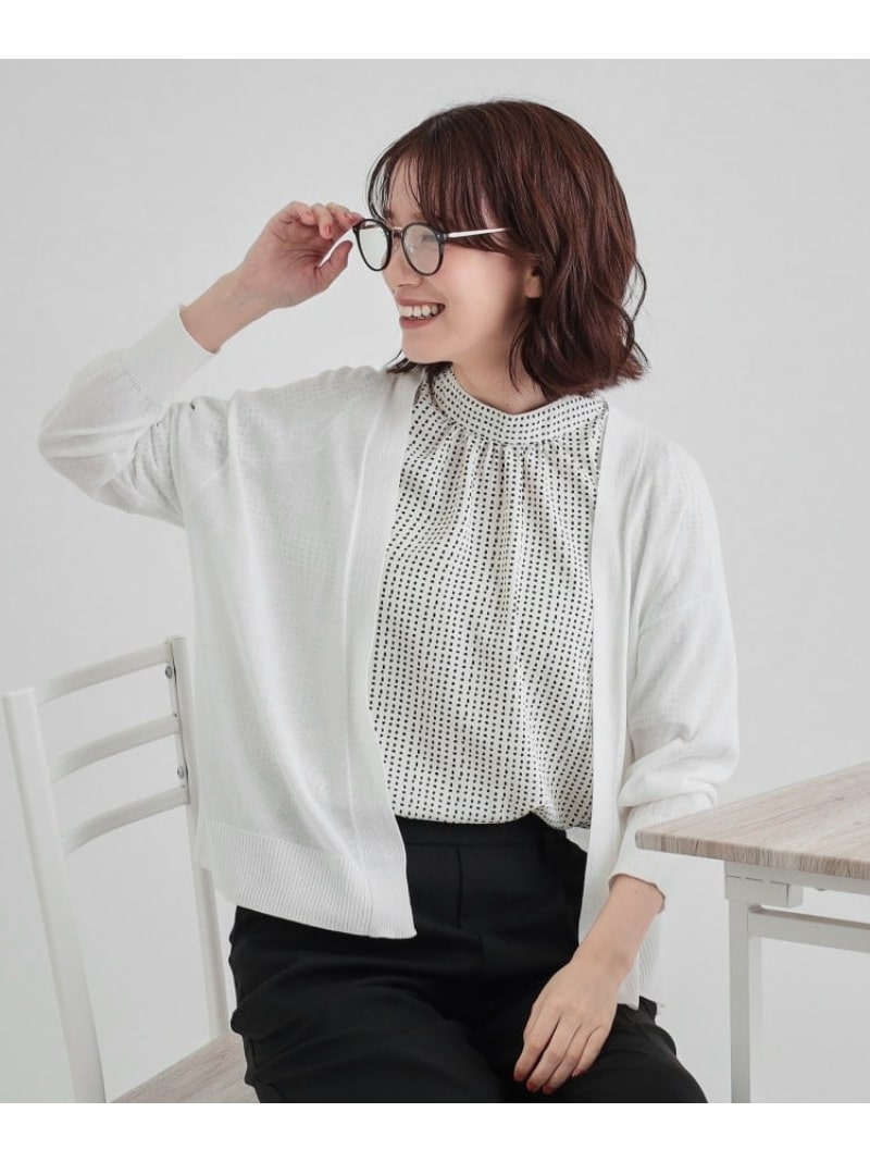 【SALE／20%OFF】【高レビュー/洗える/8分袖/】大人のシアーカーディガン SHOO・LA・RUE シューラルー トップス カーディガン ホワイト ブラック イエロー ブラウン ベージュ オレンジ ブルー【RBA_E】[Rakuten Fashion]