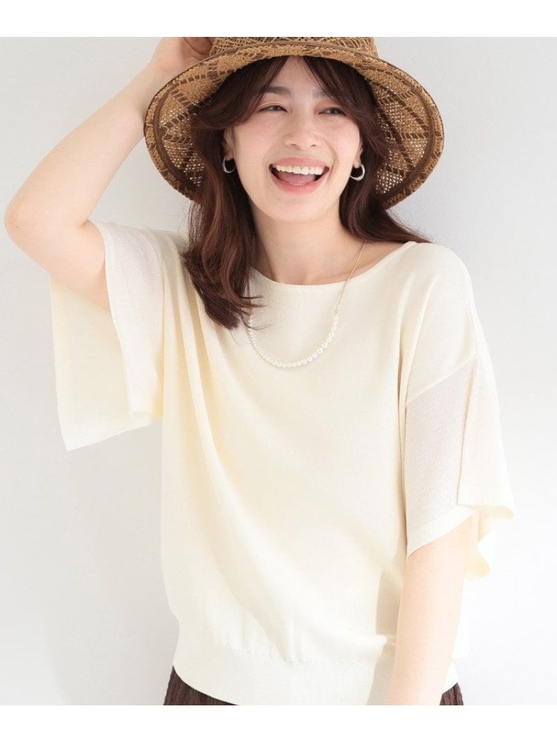 Rakuten - 【S-LL/ひんやり/洗濯機可】インせず着られる ひらり袖ニット SHOO・LA・RUE シューラルー トップス ニット ピンク ブルー ホワイト ブラック【先行予約】*[Rakuten Fashion]