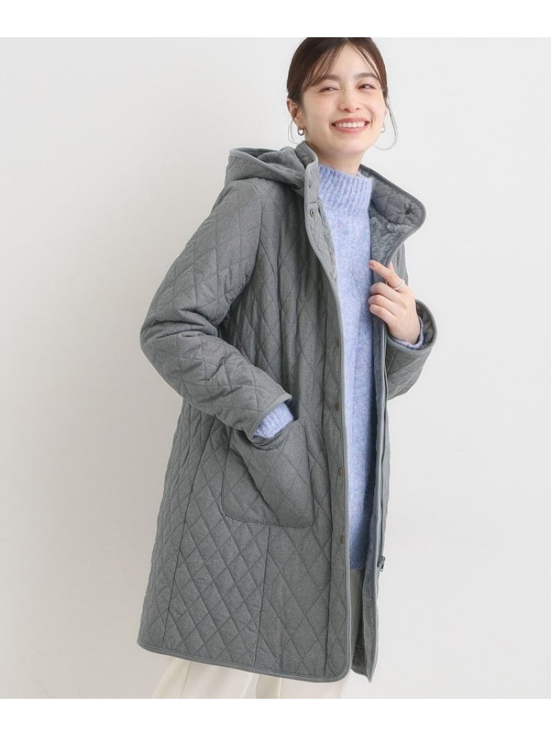 【撥水/フード取り外し可】自然にくびれる あったかダイヤ柄キルトコート SHOO・LA・RUE シューラルー ..
