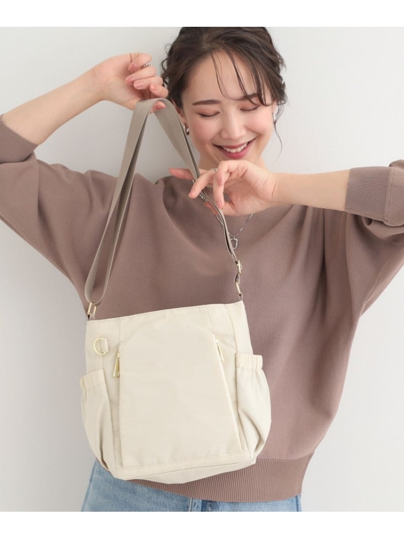 樂天商城 - 【撥水】縦ファスナー8ポケットショルダーバッグ SHOO・LA・RUE シューラルー バッグ ショルダーバッグ グレー ブラック ホワイト[Rakuten Fashion]
