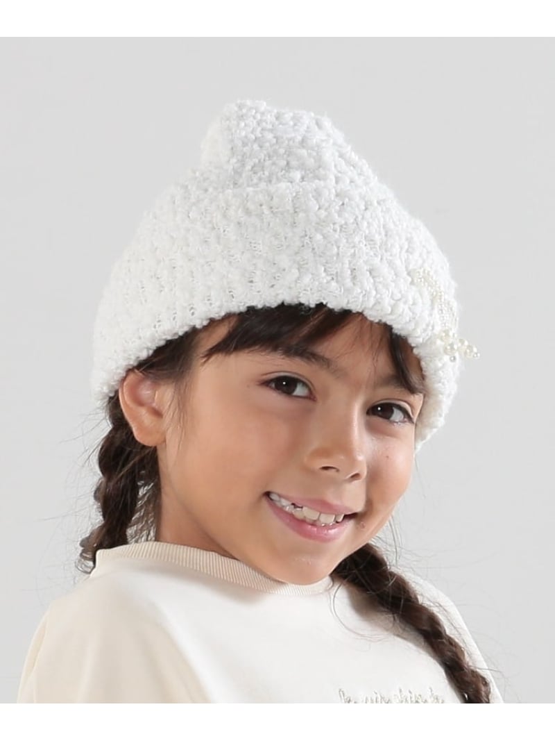 【SALE／10%OFF】パール調リボンポコポコニット帽子 SHOO・LA・RUE シューラルー 帽子 ニット帽・ビー..