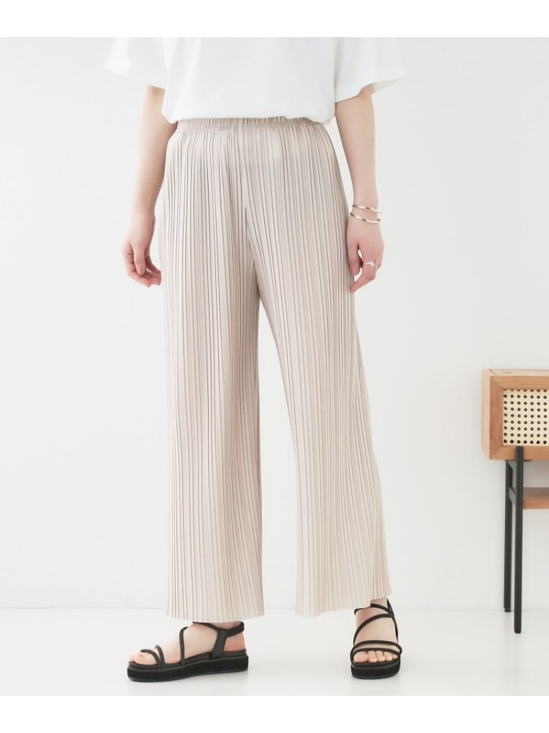 【洗える/S-LL】楽してほっそり見え カットプリーツパンツ SHOO・LA・RUE シューラルー パンツ その他のパンツ グリーン ピンク ブラック グレー ホワイト[Rakuten Fashion]のサムネイル