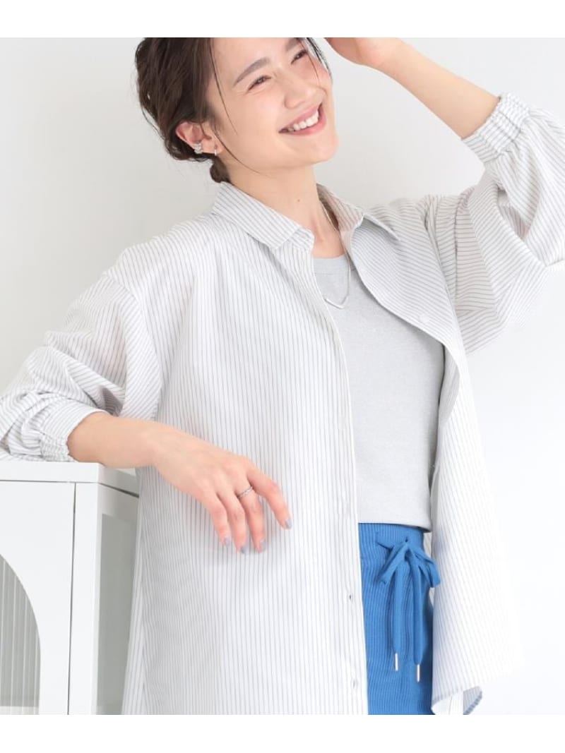 乐天商城 - 【SALE／10%OFF】【ひんやり/UV/吸水速乾/洗濯後しわになりにくい】ラッシュガードにもなる ストライプシャツ SHOO・LA・RUE シューラルー トップス シャツ・ブラウス グレー グリーン ブルー【RBA_E】[Rakuten Fashion]