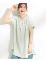 涼しく体型カバー サッカーストライプチュニックブラウス SHOO・LA・RUE シューラルー ワンピース・ドレス チュニック グリーン ピンク ネイビー ブルー...
