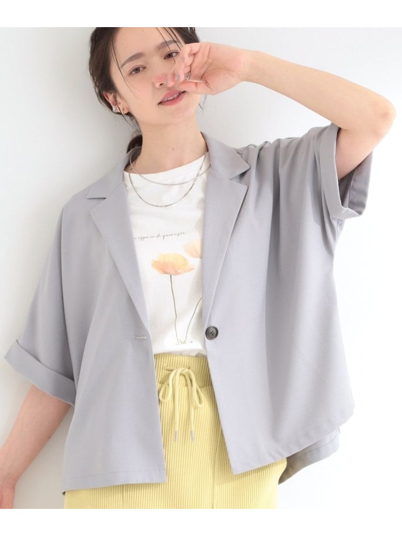 Rakuten - 【SALE／10%OFF】【セットアップ可/洗濯後しわになりにくい/S-LL】半袖とろみテーラードジャケット SHOO・LA・RUE シューラルー ジャケット・アウター テーラードジャケット・ブレザー グレー ブラウン ブラック【RBA_E】【送料無料】[Rakuten Fashion]