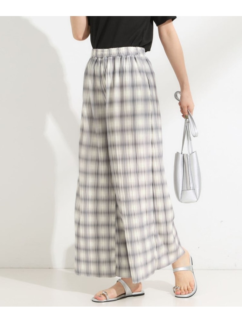 乐天商城 - 【SALE／50%OFF】【S-LL/ポケット付き】チェック柄 ウェーブプリーツパンツ SHOO・LA・RUE シューラルー パンツ その他のパンツ グレー ブラック ベージュ【RBA_E】[Rakuten Fashion]