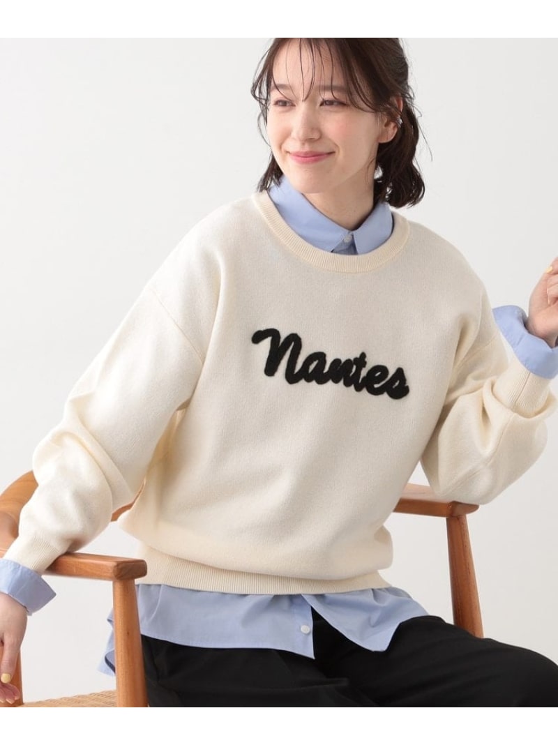 樂天商城 - 【SALE／50%OFF】【洗える/S-LL/ちくちくしにくい】大人のための ロゴ入りスウェットライクニット SHOO・LA・RUE シューラルー トップス ニット ホワイト ネイビー ベージュ【RBA_E】[Rakuten Fashion]