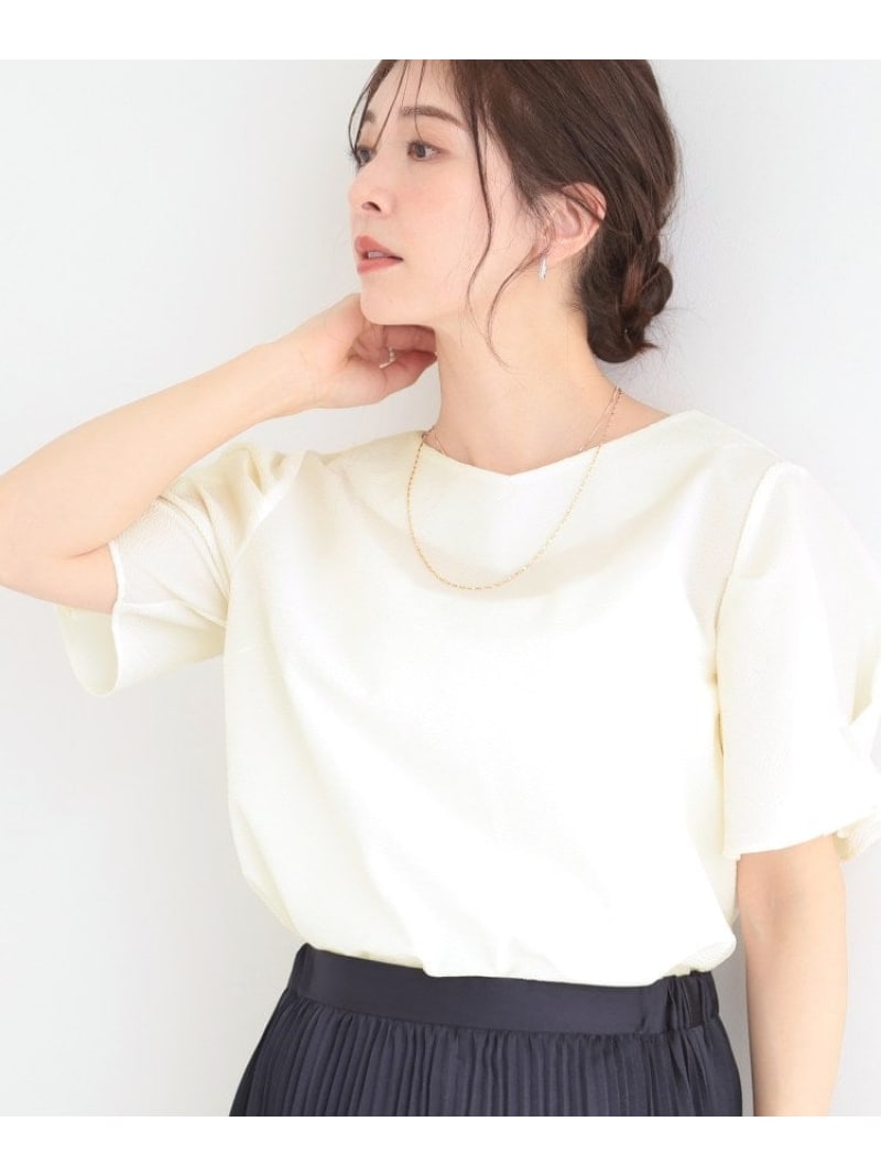Rakuten - 【洗濯後しわになりにくい/UV/S-LL】二の腕が隠れる 吸水速乾お袖タックブラウス SHOO・LA・RUE シューラルー トップス シャツ・ブラウス ホワイト ネイビー[Rakuten Fashion]
