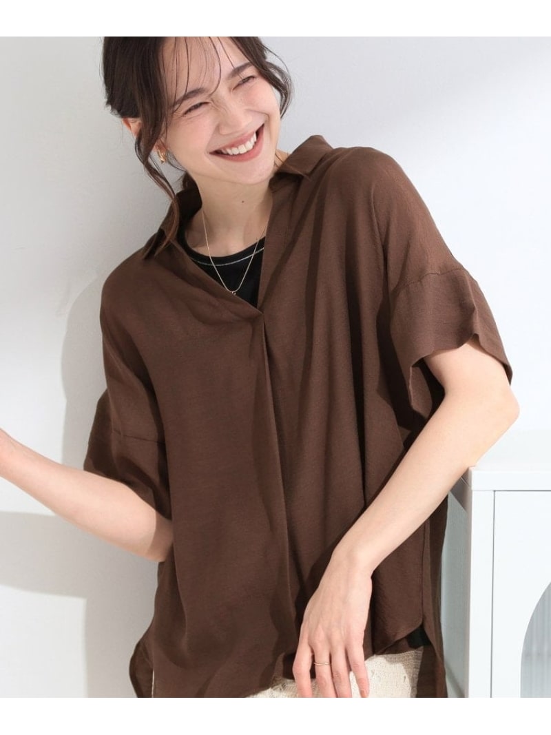 Rakuten - 【2点セット/S-LL/洗濯機可】時短でコーデ決まる スラブスキッパーシャツ+タンクトップ SHOO・LA・RUE シューラルー トップス アンサンブル ブルー ピンク ネイビー ホワイト[Rakuten Fashion]