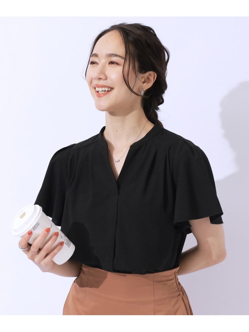 【SALE／50%OFF】【洗える/無理せずキレイ】お袖フレア スキッパーブラウス SHOO・LA・RUE シューラルー トップス シャツ・ブラウス パープル ベージュ ブラック【RBA_E】[Rakuten Fashion]