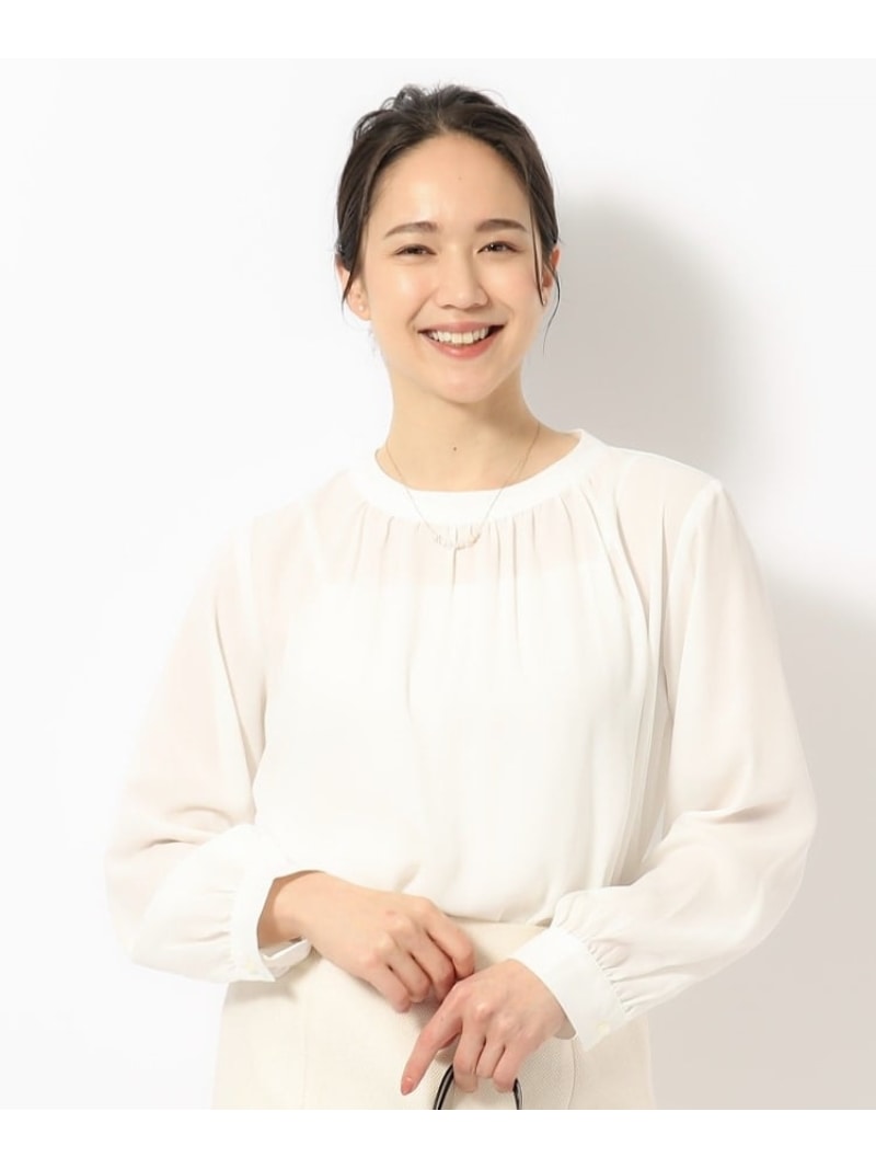 【SALE／20%OFF】【S-3L】ハイネックギャザーブラウス SHOO・LA・RUE シューラルー トップス シャツ・ブラウス ブラウン ホワイト ブラック【RBA_E】[Rakuten Fashion]