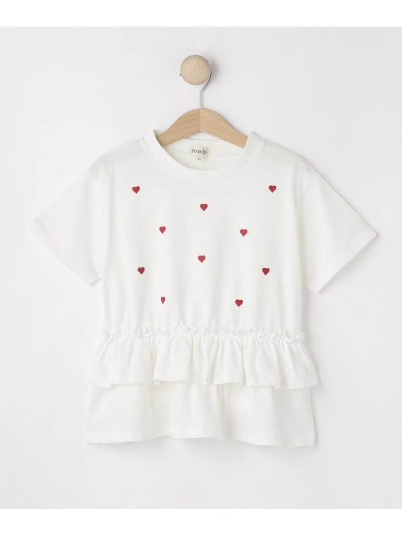 樂天商城 - 【SALE／5%OFF】【100-150cm】裾フリルハート刺繍Tシャツ SHOO・LA・RUE シューラルー トップス カットソー・Tシャツ パープル ホワイト【RBA_E】[Rakuten Fashion]