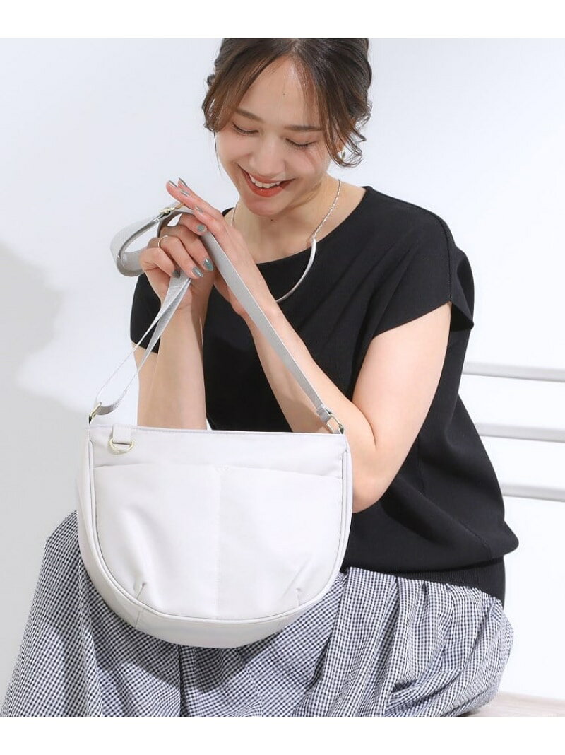 【SALE／25%OFF】【撥水】フロントポケットハーフムーンショルダーバッグ SHOO・LA・RUE シューラルー バッグ ショルダーバッグ ブルー ブラック グレー パープル ベージュ【RBA_E】[Rakuten Fashion]