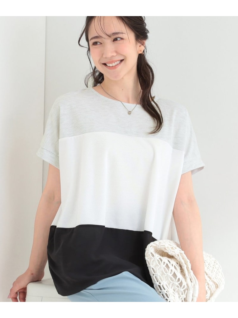 【SALE／5%OFF】【S-LL/洗濯機可/体型カバー】3段切り替え 1枚で主役になるドルマントップス SHOO・LA・RUE シューラルー トップス カットソー・Tシャツ グレー イエロー カーキグリーン ブラック【RBA_E】[Rakuten Fashion]