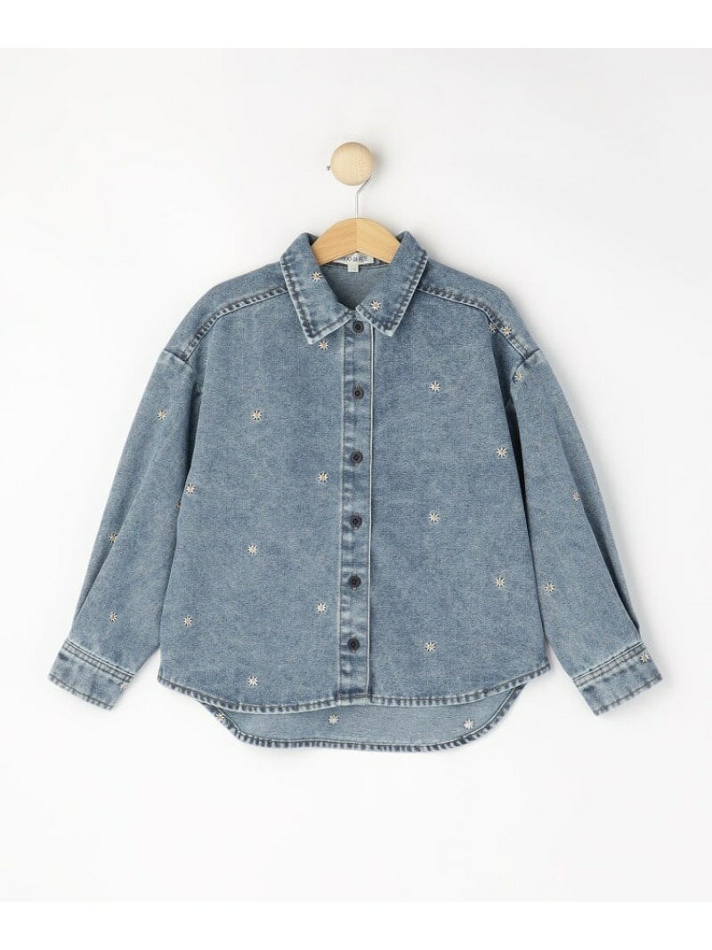 樂天商城 - 【SALE／20%OFF】【100-150cm】フラワー刺繍デニムシャツ SHOO・LA・RUE シューラルー トップス シャツ・ブラウス ブルー【RBA_E】[Rakuten Fashion]