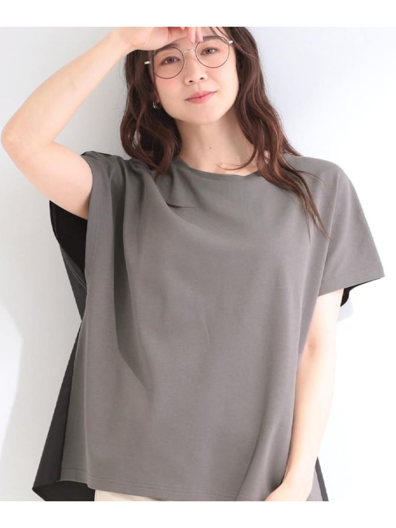 前後切り替えフロントタックスムースTシャツ SHOO・LA・RUE シューラルー トップス カットソー・Tシャツ グレー ブラック ピンク ホワイト【先行予約】*[Rakuten Fashion]