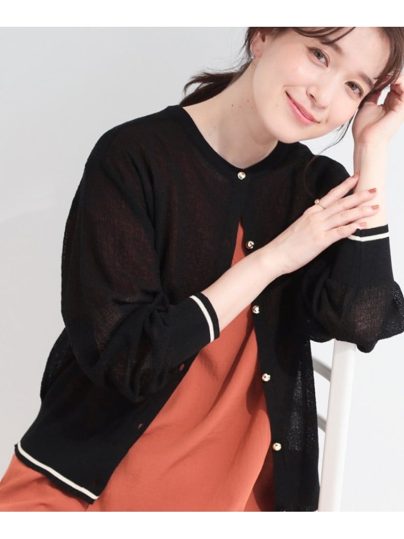 Rakuten - 【S-LL/洗濯機可】さらっとタッチ ほんのりシアーカーディガン SHOO・LA・RUE シューラルー トップス カーディガン ベージュ ブラック ブルー【送料無料】[Rakuten Fashion]