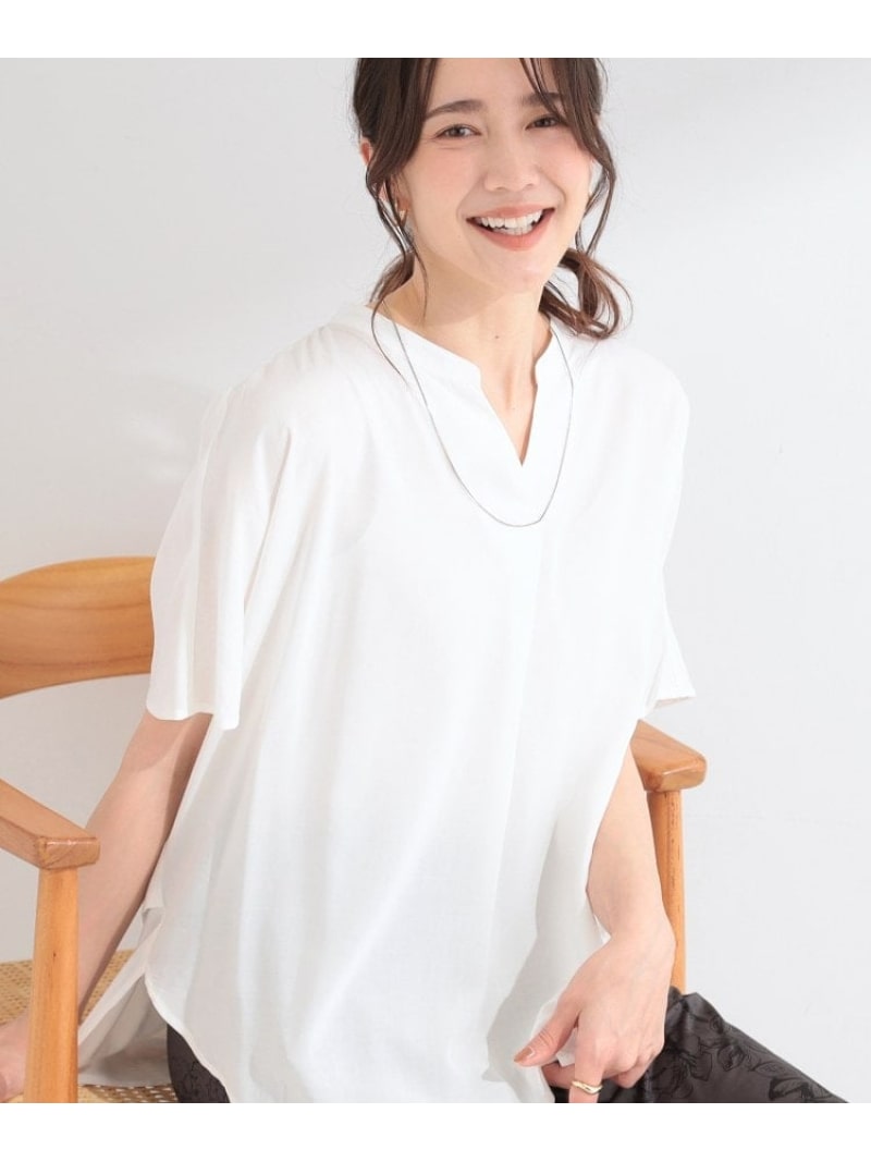 Rakuten - 【洗濯機可/体型カバー】とろみタックスキッパーブラウス SHOO・LA・RUE シューラルー トップス シャツ・ブラウス イエロー ホワイト ブルー【先行予約】*[Rakuten Fashion]