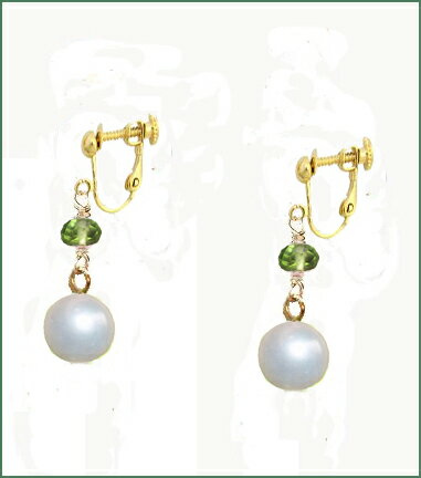 イヤリング レディース 真珠 ペリドット クォーツ 緑 グリーン 揺れる イアリング カラーストーン 誕生石 spring