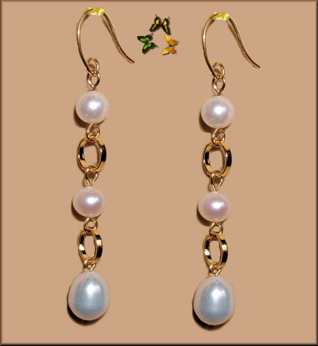 YG18K真珠＆サークル　ロングピアス