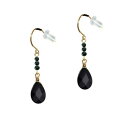 ブラックオニキス ピアス/18k雫/18金 ロングしずく/水滴/涙/カラーストーン/レディース/ギフト/母の日/贈り物
