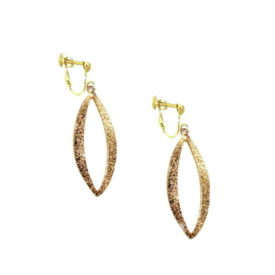 大ぶりドロップ型フープ人気揺れるロングイヤリングハート　カラーストーン　ゴールド