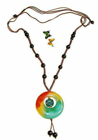 カラフル 大ぶり リングロングネックレス