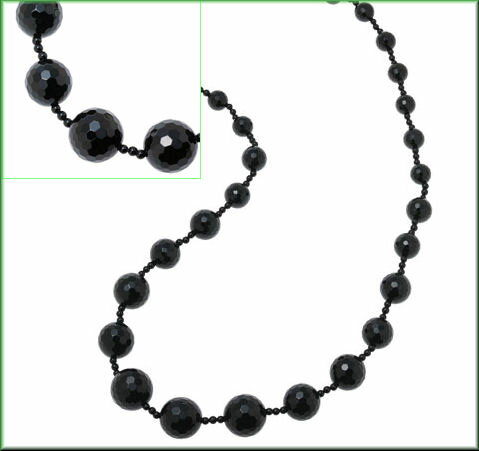 水钻 - メール便【送料無料】70cm天然石ブラックオニキスグラデーションロングネックレスラインストーン/カラーストーン