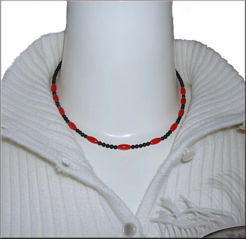 天然石赤サンゴ/珊瑚ブラックオニキ...