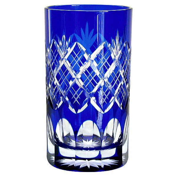 江戸切子 タンブラー 重ね矢来・菊底 ルリ 田島硝子 ガラス(硝子) 江戸切子 マイグラス.カップ.コップ 江戸切子