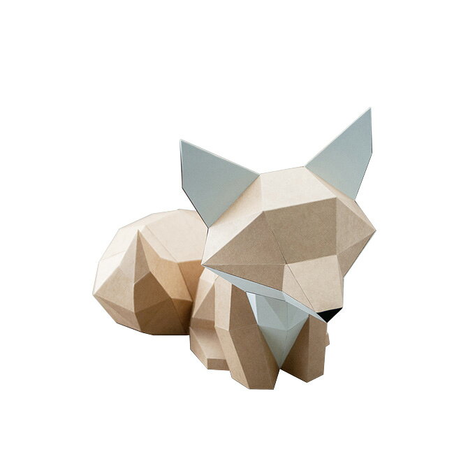 アスククリエイティブ Ask Creative フォックス (ライトブラウン×ホワイト) Fox ペーパークラフト おしゃれ かわいい 置き物 置物 フィギュア 3D プレゼント 手作り DIY ギフト対応 【メール便なら送料無料】 [2]