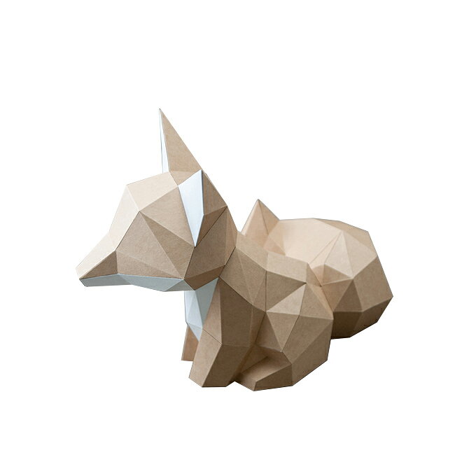 アスククリエイティブ Ask Creative フォックス (ライトブラウン×ホワイト) Fox ペーパークラフト おしゃれ かわいい 置き物 置物 フィギュア 3D プレゼント 手作り DIY ギフト対応 【メール便なら送料無料】 [3]