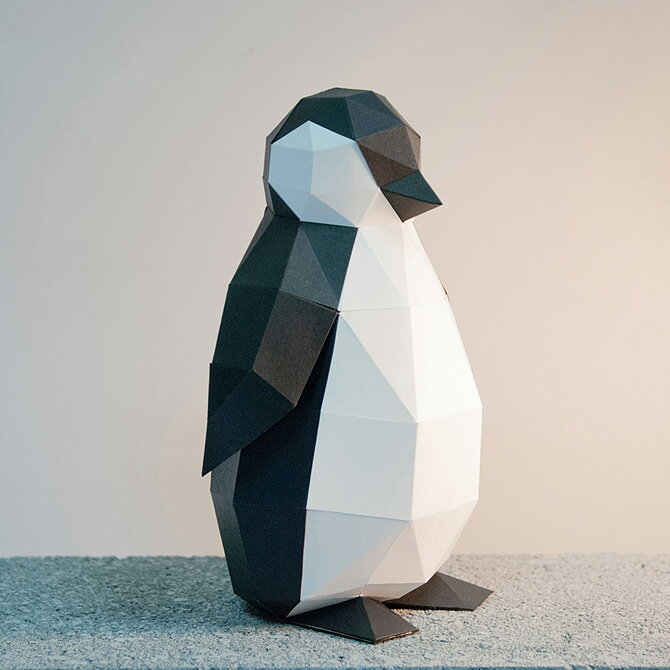 アスククリエイティブ Ask Creative ペンギン （ホワイト×ブラック） Penguin ペーパークラフト 置き物 置物 フィギュア 3D プレゼント 手作り DIY ギフト対応 