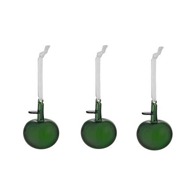 イッタラ Iittala ガラスアップル 3個セット （グリーン） 60x90mm 1059950 Decorations Glass apple green 3set ガラス デコレーション リンゴ クリスマス 緑 オイバ・トイッカ