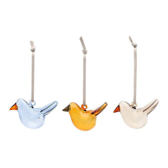 イッタラ Iittala ミニ ガラス バード 3個セット （ミックスカラー） 32x48mm 1068675 Mini glass bird mix color 2set デコレーション オーナメント 鳥 クリスマス ブラウン リネン インテリア オブジェ 北欧 【送料無料（一部地域を除く）】