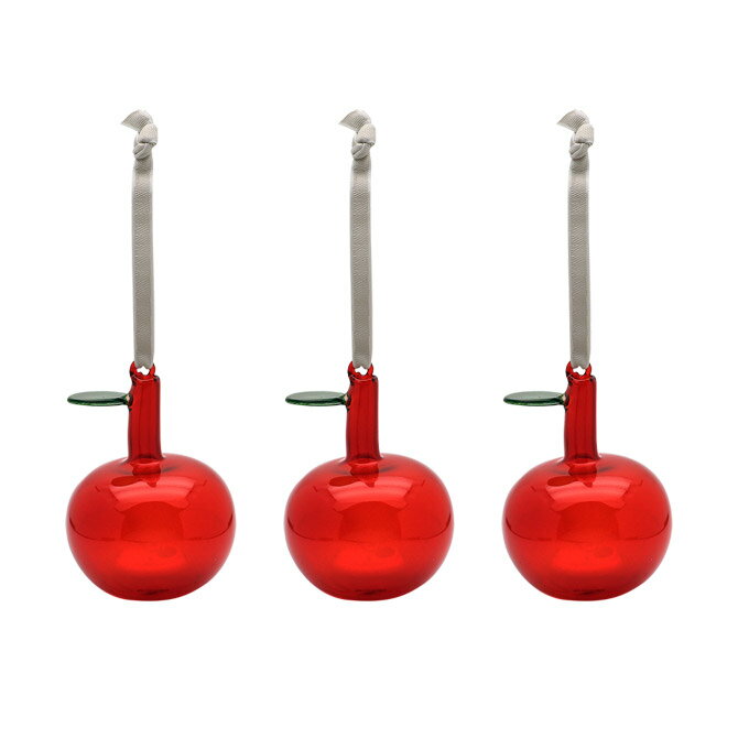 イッタラ Iittala ガラスアップル 3個セット （レッド） 60x90mm 1069627 Decorations Glass apple red 3set ガラス デコレーション オーナメント リンゴ クリスマス 赤 インテリア オブジェ おしゃれ 北欧 プレゼント ギフト対応 【送料無料（一部地域を除く）】