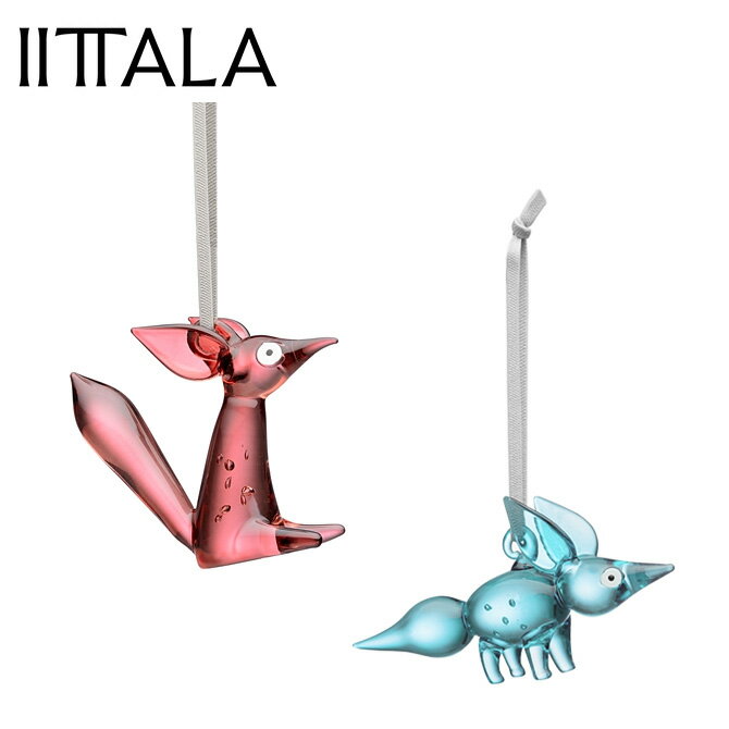 å Iittala եå ʥ 2  1080091 1080092 Glass Fox Ornament 饹 ǥ졼...