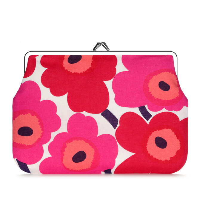 マリメッコ marimekko ミニウニッコ ガマ口ポーチ （ホワイト×レッド） 20x14cm 037773 001 MINI UNIKKO PUOLIKAS KUKKAROT がま口