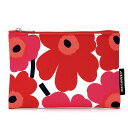 マリメッコ marimekko ミニウニッコ コスメポーチ 21x14cm （ホワイト×レッド）047198 001 Mini Unikko Kaika Cosmetic Bag 043444 化粧ポーチ メイクポーチ 小物入れ 花柄 マチなし レディース かわいい おしゃれ 北欧 プレゼント ギフト対応 