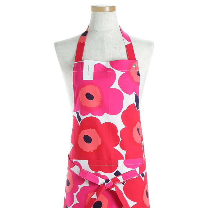 マリメッコ marimekko ピエニウニッコ エプロン（ホワイト×レッド） APRON PIENI UNIKKO 064161 001 花柄 フラワー 赤