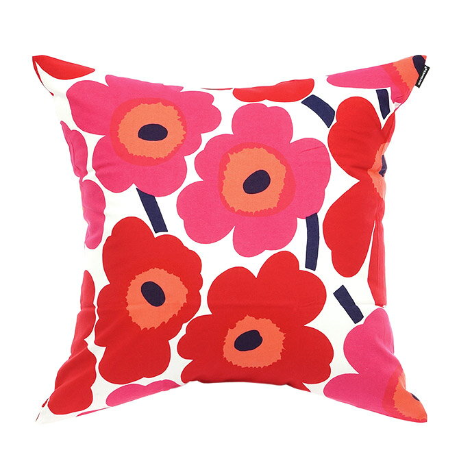 マリメッコ marimekko ピエニウニッコ クッションカバー 50x50cm （レッド×ホワイト） 064163 001 Pieni Unikko cushion cover 花柄 フラワー ファブリック インテリア 赤 白