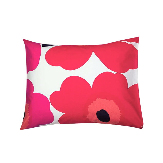 マリメッコ marimekko ウニッコ ピローケース 50x60cm （ホワイト×レッド） 069081 001 Unikko pillow case 枕カバー 花柄 フラワー 寝具 インテリア 北欧 プレゼント 雑貨 おしゃれ かわいい ギフト対応 【メール便なら送料無料】