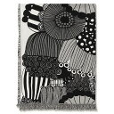 マリメッコ ブランケット マリメッコ marimekko シィールトラプータルハ コットン ブランケット （エクリュ×ブラック） Siirtolapuutarha Blanket 069298 190 インテリア ひざ掛け 大判サイズ フリンジ 花柄 北欧 プレゼント 雑貨 おしゃれ かわいい ギフト対応 【送料無料】