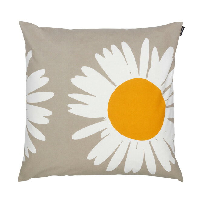 マリメッコ marimekko アウリンゴンクッカ クッションカバー 50x50cm （ベージュ×ホワイト×イエロー） 072193 810 Auringonkukka cushion cover 花柄 ファブリック インテリア 雑貨 おしゃれ かわいい 北欧 プレゼント ギフト対応 【送料無料（一部地域除く）】