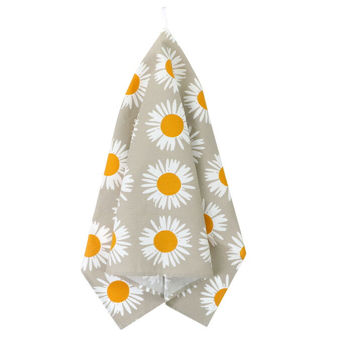 マリメッコ marimekko アウリンゴンクッカ キッチンタオル （ベージュ×ホワイト×イエロー） Auringonkukka kitchen towel 47x70cm 072194 810 ティータオル キッチン雑貨 北欧 プレゼント 花柄 フラワー かわいい おしゃれ ギフト対応 【メール便なら送料無料】