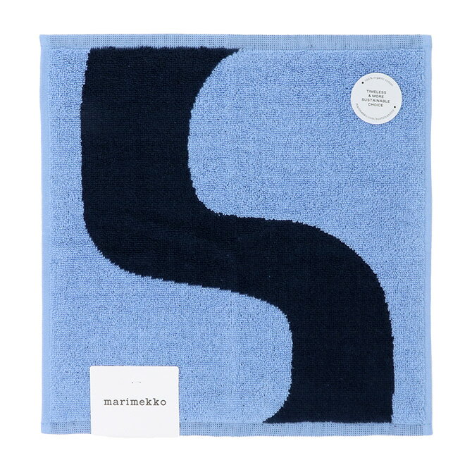 マリメッコ marimekko コットン セイレーニ ミニタオル 30x30cm （ダークブルー×ライトブルー） Seireeni mini towel 072210 500 ハンドタオル ハンカチ 紺 ネイビー おしゃれ かわいい シンプル 北欧 プレゼント 雑貨 ギフト対応 【メール便なら送料無料】