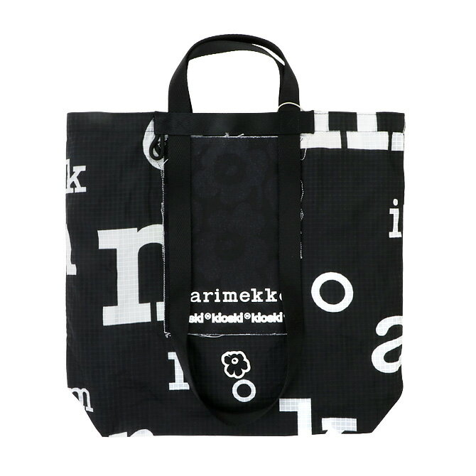 マリメッコ マリメッコ marimekko ファニー マリメルキ トートバッグ （ブラック×ホワイト） 092212 992 Funny Marimerkki Tote Bag ロゴ フラワー 黒 バッグ レディース 北欧 かわいい おしゃれ 個性的 プレゼント ギフト対応 【送料無料】