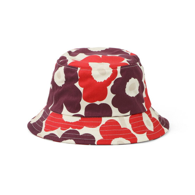 マリメッコ marimekko マキカウラ ウニッコ バケットハット （ダークレッド×オフホワイト×レッド） 092225 383 Makikaura Unikko Hat 花柄 フラワー 総柄 プレゼント 赤 帽子 Sサイズ Mサイズ ギフト対応 【送料無料】