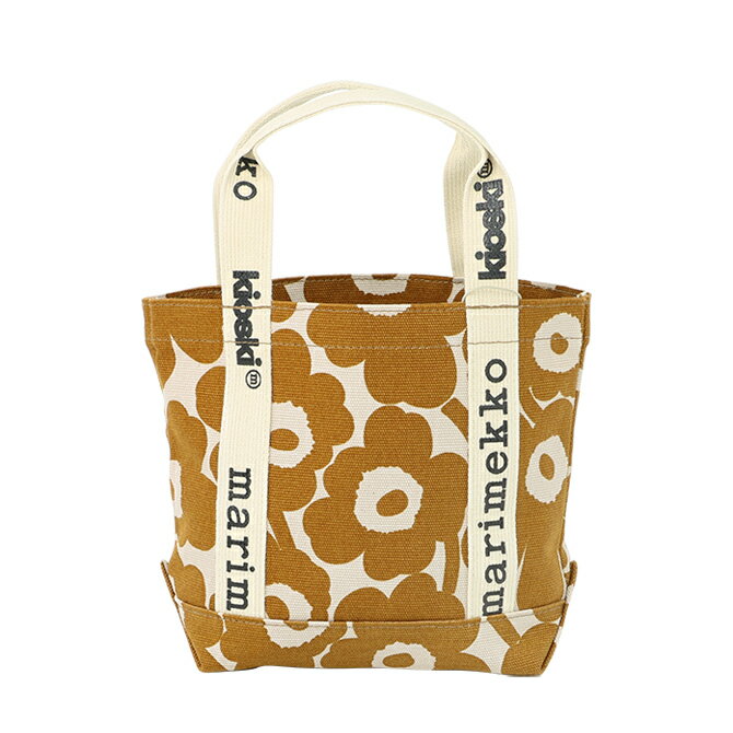 マリメッコ marimekko キャリア ミニ ミニウニッコ トートバッグ （ブラウン×ライトグレー） 092459 878 Carrier Mini Mini Unikko Tote Bag 花柄 フラワーロゴ ハンドバッグ バッグ レディース かわいい おしゃれ 北欧 プレゼント ギフト対応 【送料無料】